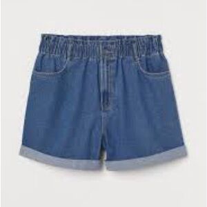 H&M paper bag denim shorts high waist size XS